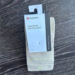 lululemon athletica Daily Stride Mid Crew Sock Cream & Autumn Orange Size Large